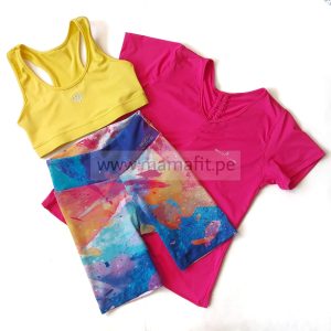 Conjunto deportivo print fucsia (S-M)