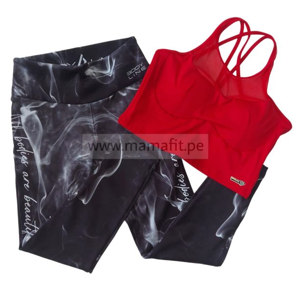 Conjunto deportivo print negro (S-M)