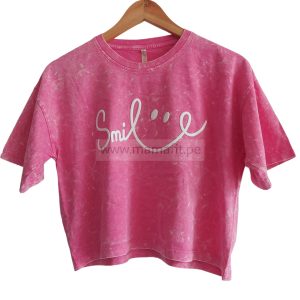 Polo crop oversize smile rosa