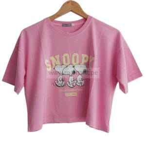 Polo crop oversize snoopy rosa