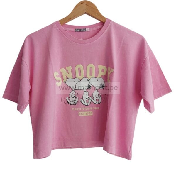 Polo crop oversize snoopy rosa