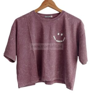 Polo crop oversize smile guinda