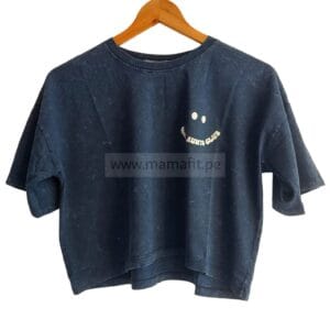 Polo crop oversize smile azul