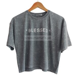 Polo crop oversize plomo